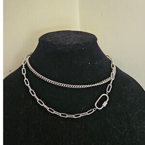 Sterling Forever Dual Strand Silver Carabiner Necklace #ShineBright N2NB…